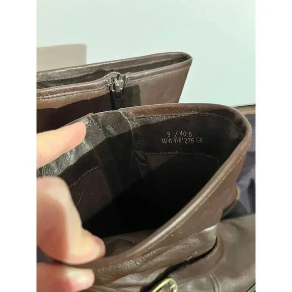 Born Brown Leather Zip Mid Calf Boots, womens size 9 - Picture 4 of 4